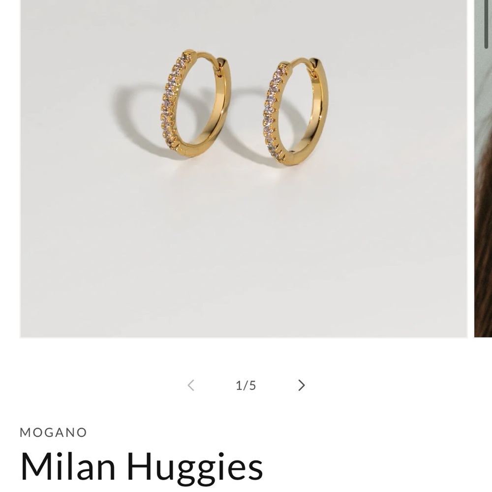 Rose Gold Hoop Earrings with CZ gems